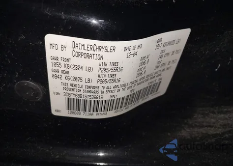 2005 Chrysler Pt Cruiser Limited from USA, damaged, VIN 3C8FY68B15T536816